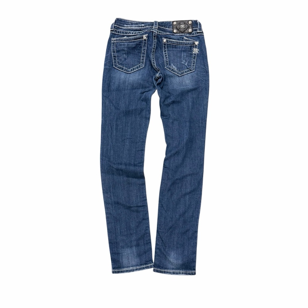 Miss Me Dark Wash Skinny Jeans 29 Rhinestone Hardware Y2K